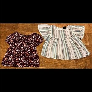 Toddler Girls Art Class Boho Tops - 2T - Short Sleeve - Stripes + Floral